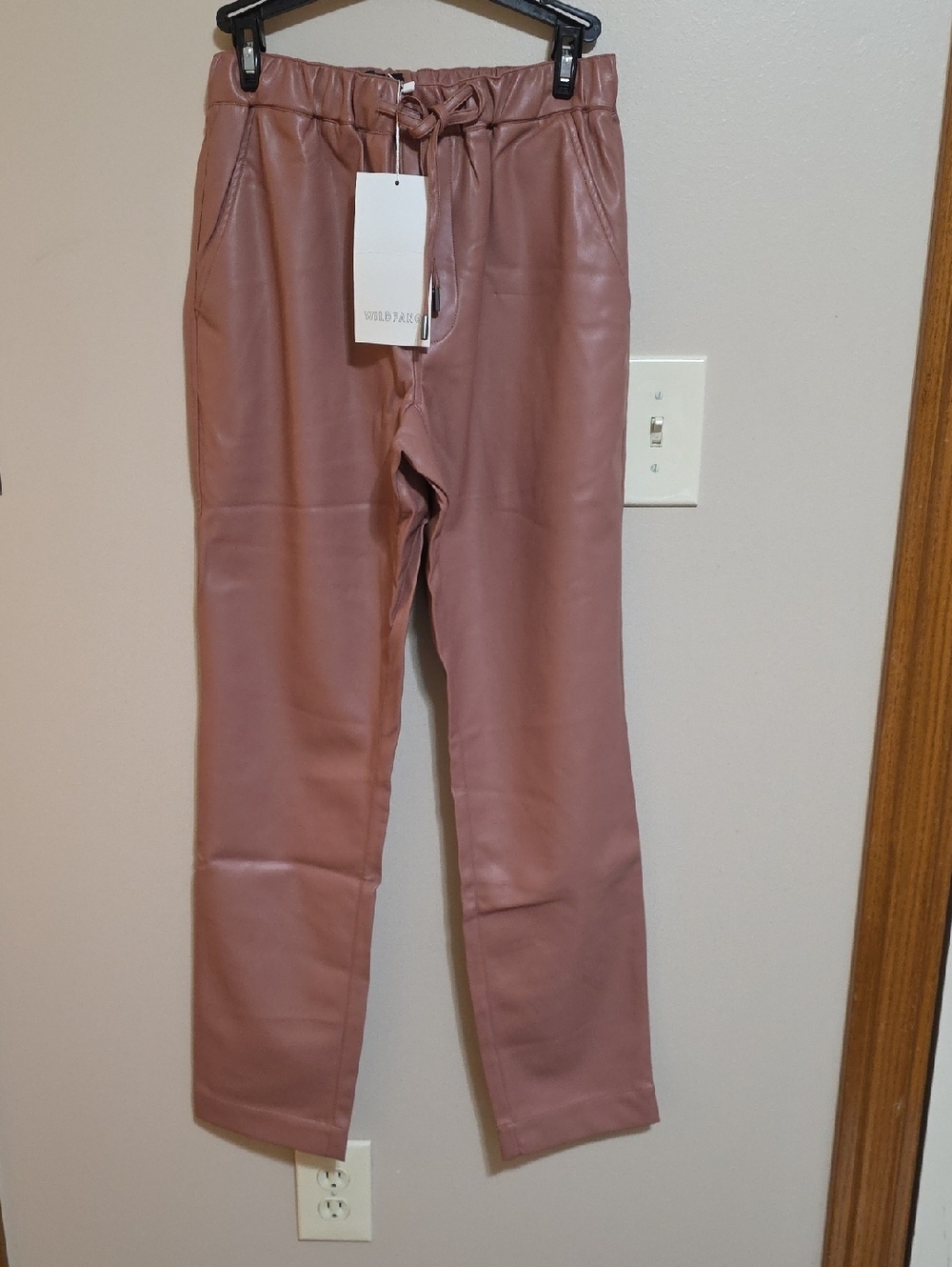 Wildfang Mauve Vegan Leather Drawstring Pants